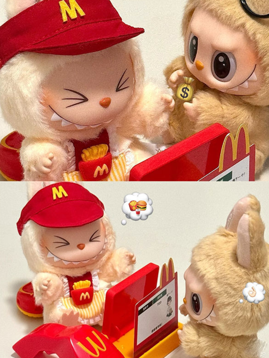Labubu doll clothes new super cute McDonald's apron change vinyl doll pendant Labu doll clothes