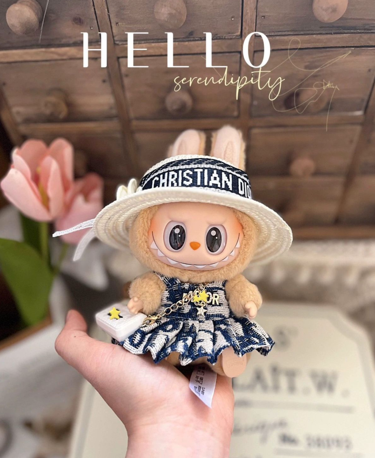 One, two and three generations wear Labubu sitting party doll clothes 17cm doll Labubu clothes small Chanel style only clothes