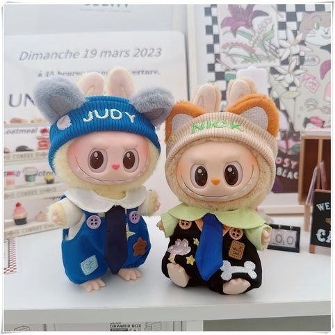 labubu fox rabbit detective set