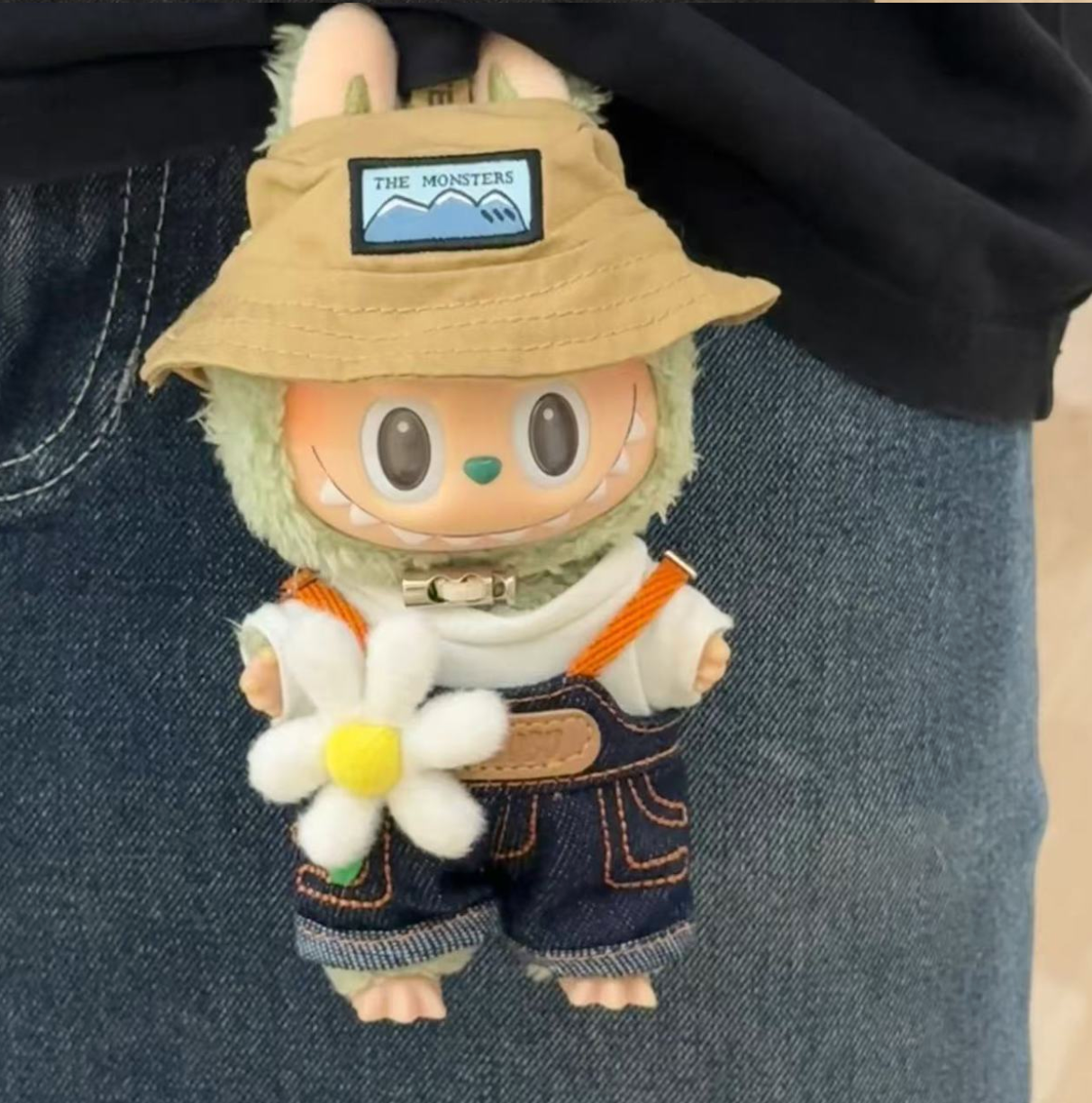 labubu doll clothes 17cm blind box pull cloth pendant change clothes overalls spring field suit