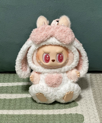 First and second generation Labubu sitting party doll clothes pendant 17cm doll Labubu clothes heart-moving lop-eared rabbit suit