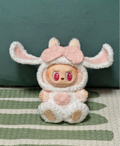 First and second generation Labubu sitting party doll clothes pendant 17cm doll Labubu clothes heart-moving lop-eared rabbit suit
