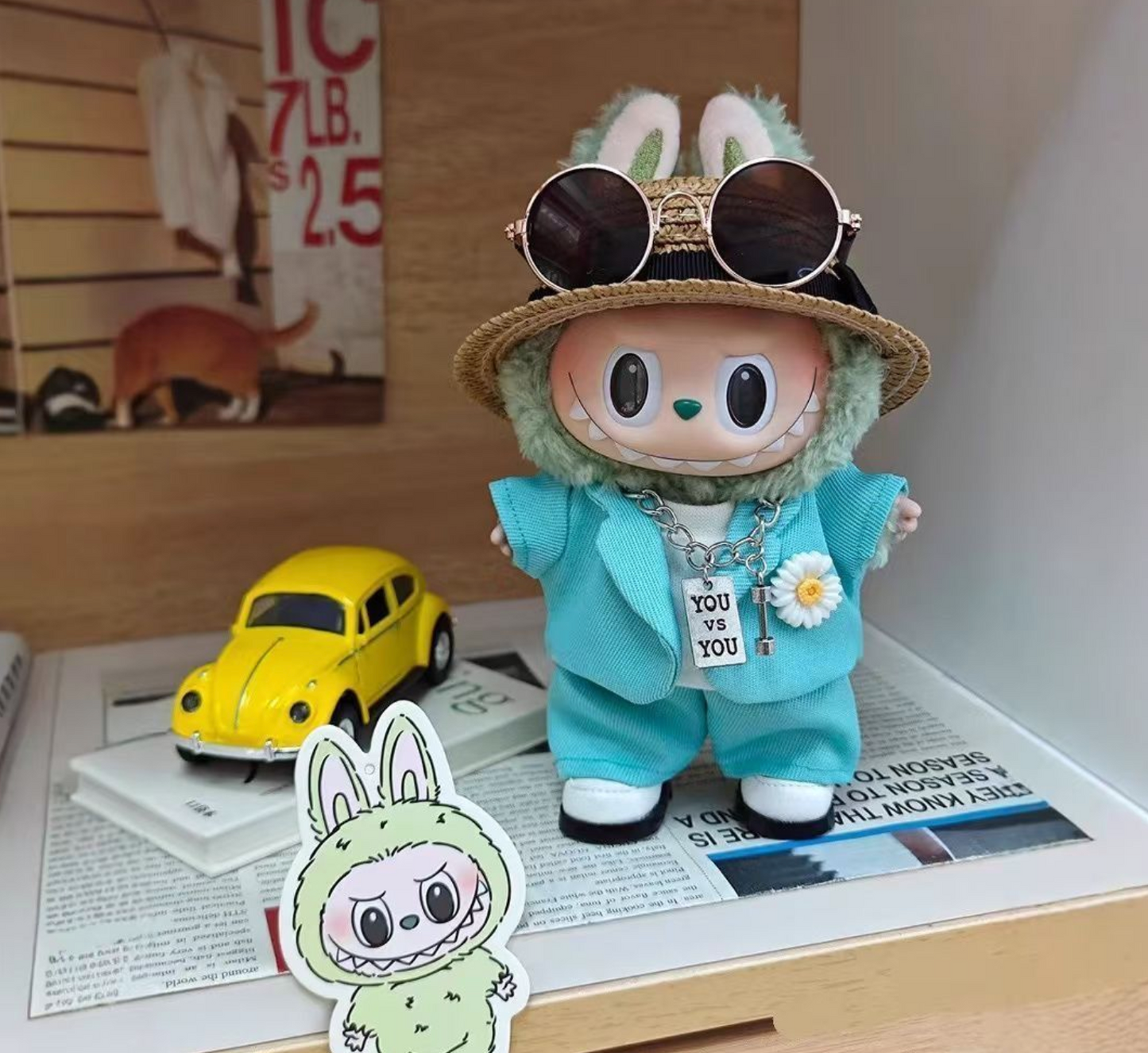 labubu G-Dragon Baby Clothes 17cm Bubu suit GD same style dress up second and third generation high-end labubu gd baby clothes