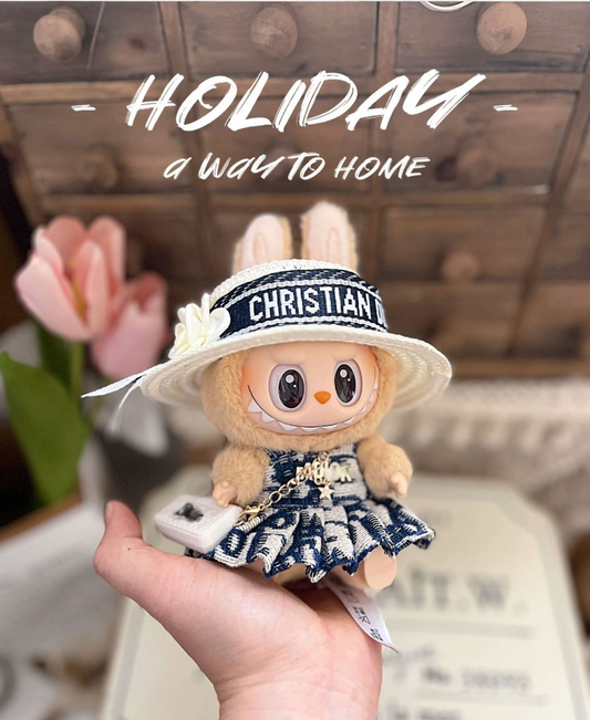 One, two and three generations wear Labubu sitting party doll clothes 17cm doll Labubu clothes small Chanel style only clothes