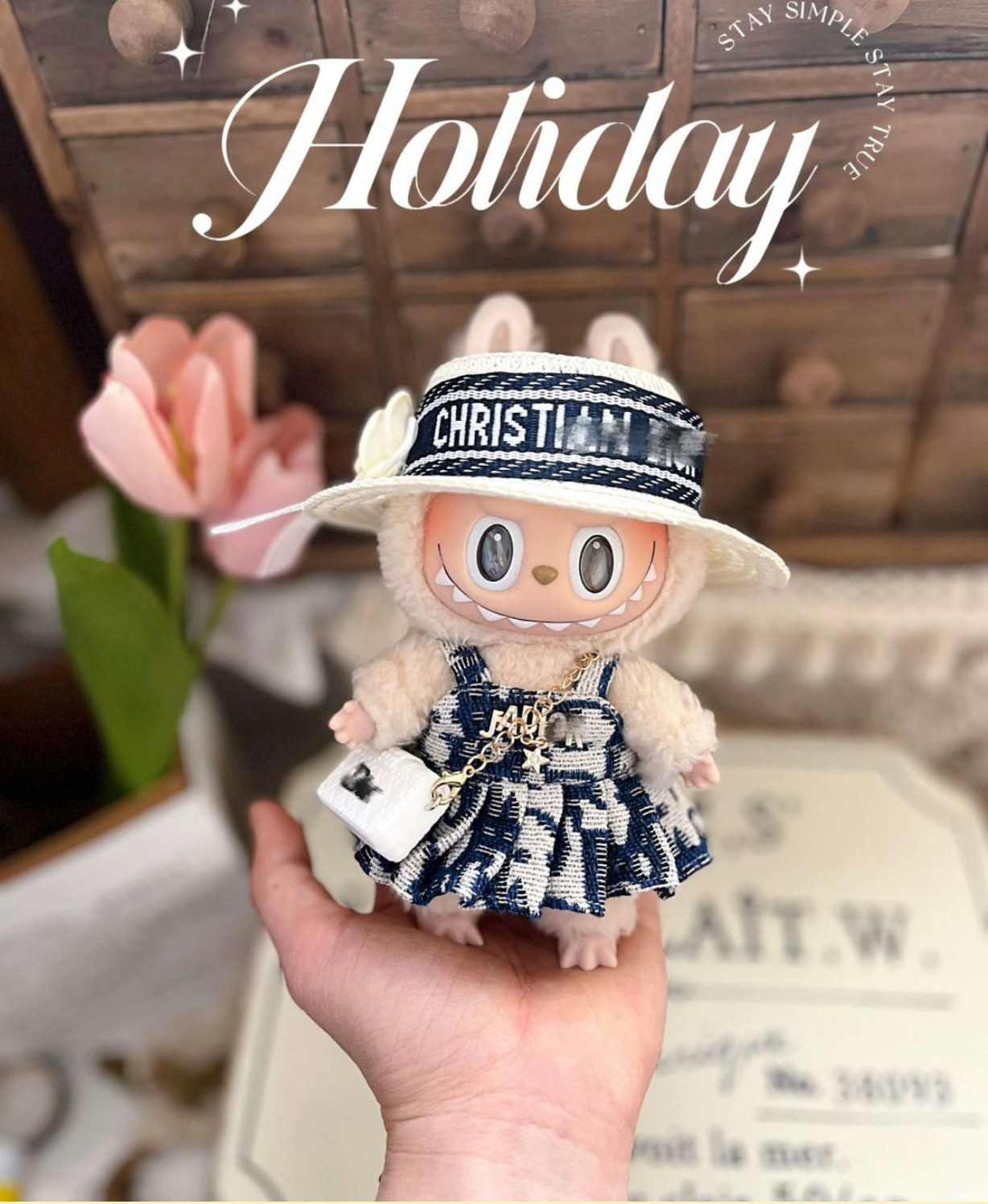 One, two and three generations wear Labubu sitting party doll clothes 17cm doll Labubu clothes small Chanel style only clothes