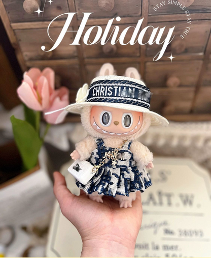 One, two and three generations wear Labubu sitting party doll clothes 17cm doll Labubu clothes small Chanel style only clothes