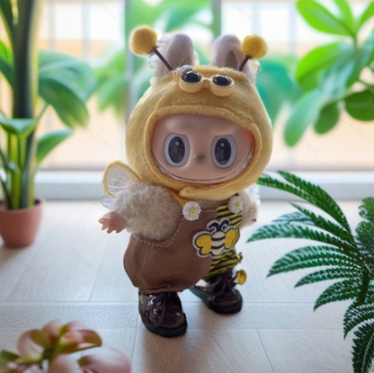 Labubu baby clothes cute little bee suit Labubu replacement clothes 17cm jumpsuit hoodie change clothes