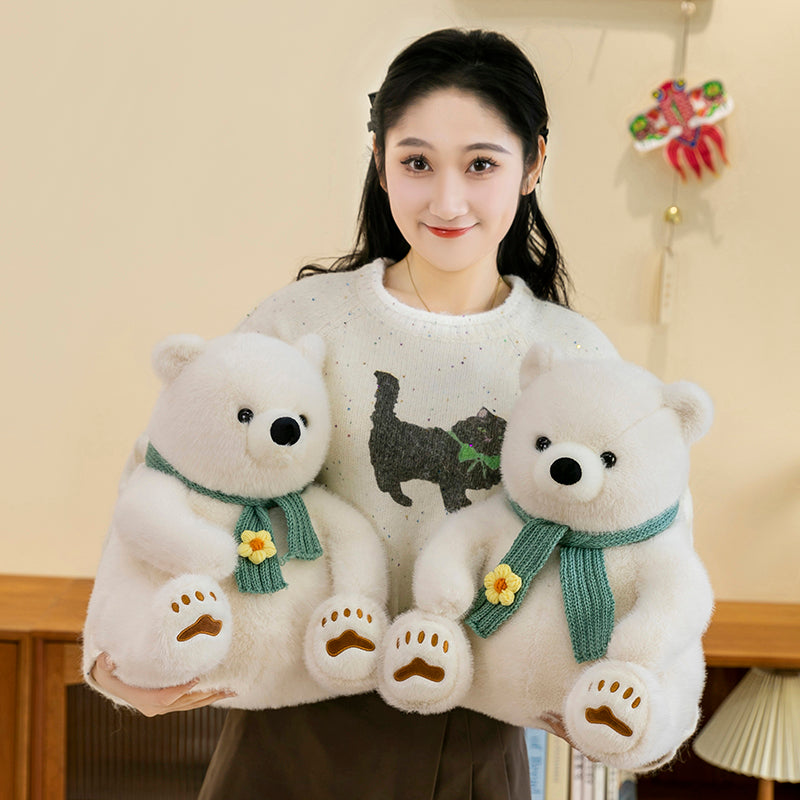 Polar bear wearing scarf
