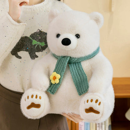 Polar bear wearing scarf