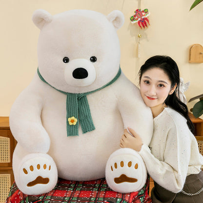 Polar bear wearing scarf