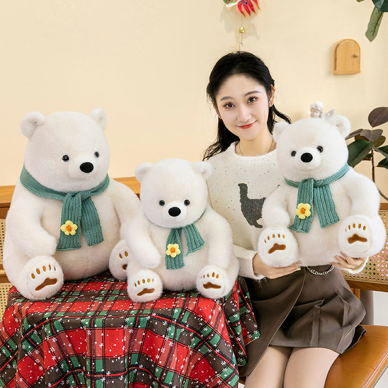Polar bear wearing scarf