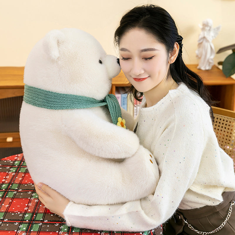 Polar bear wearing scarf