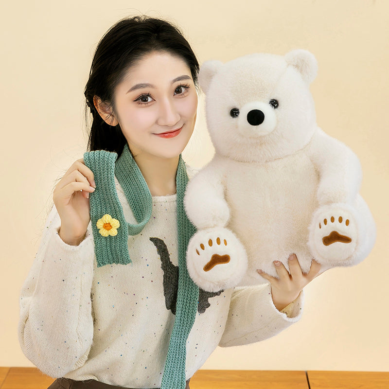 Polar bear wearing scarf