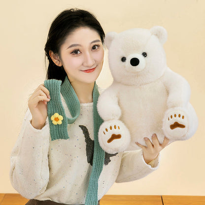Polar bear wearing scarf