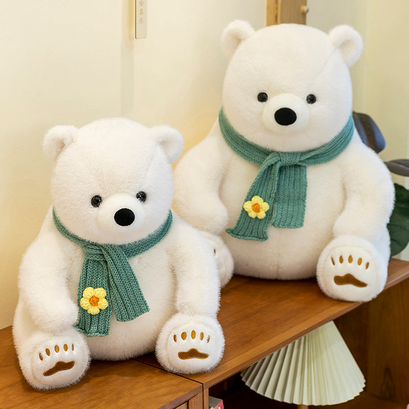 Polar bear wearing scarf