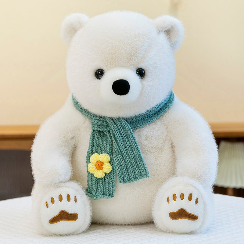 Polar bear wearing scarf