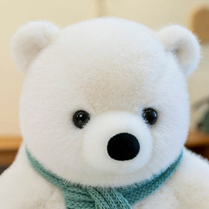 Polar bear wearing scarf