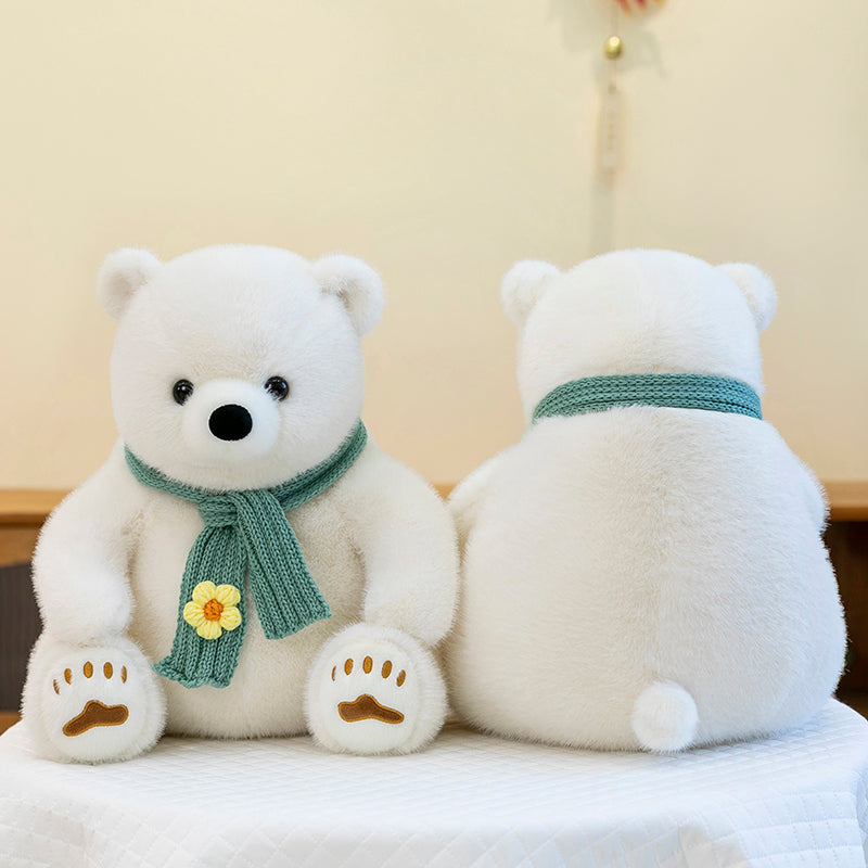 Polar bear wearing scarf