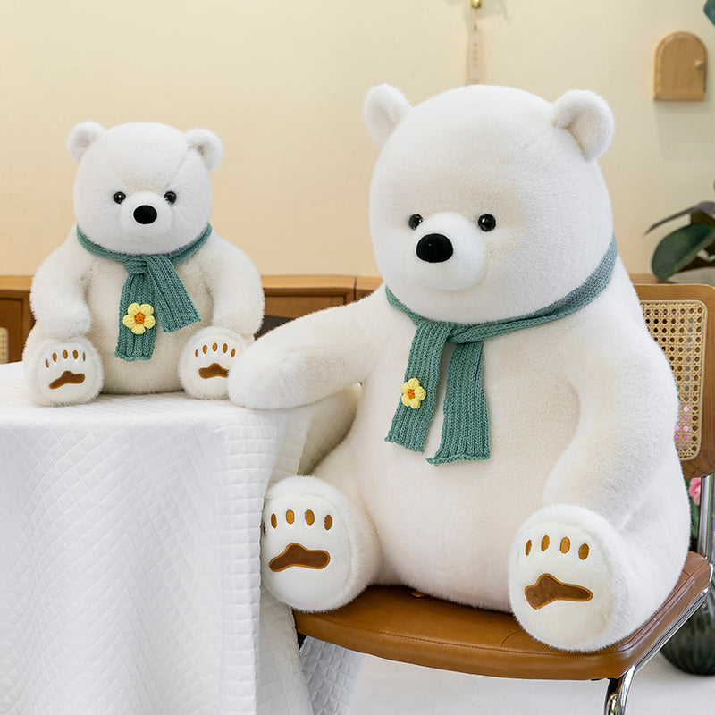 Polar bear wearing scarf