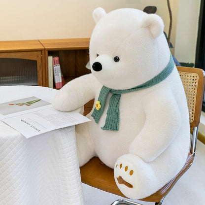 Polar bear wearing scarf