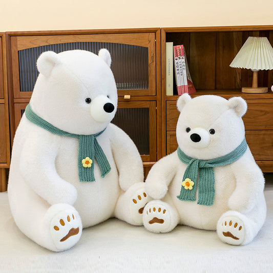 Polar bear wearing scarf
