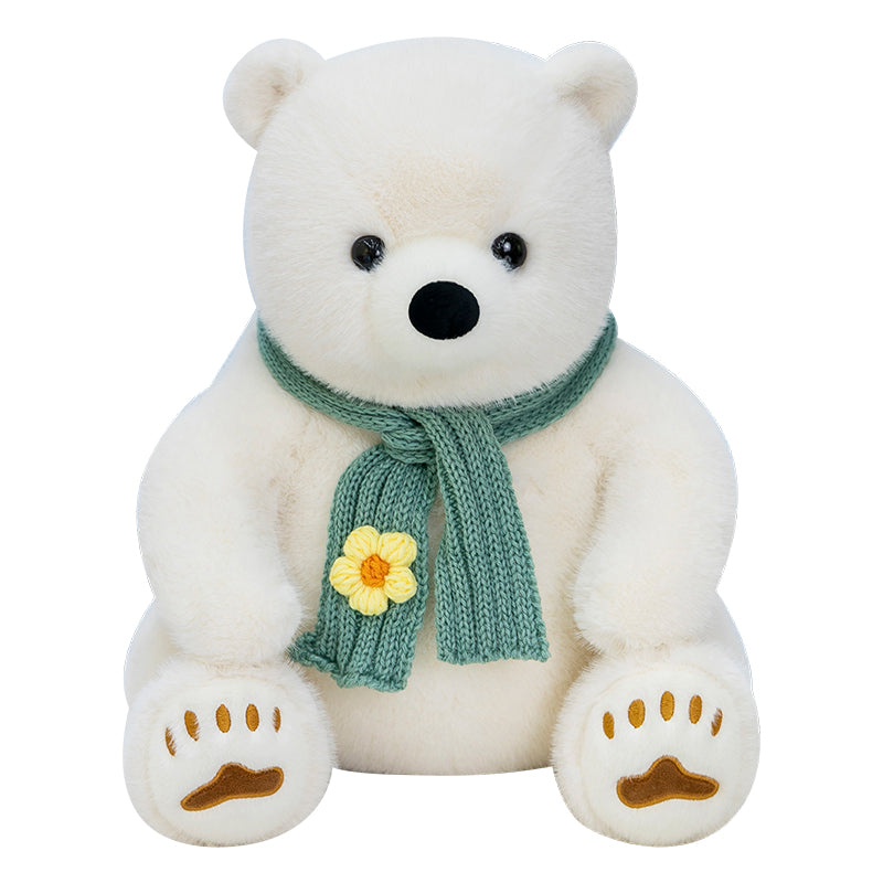 Polar bear wearing scarf