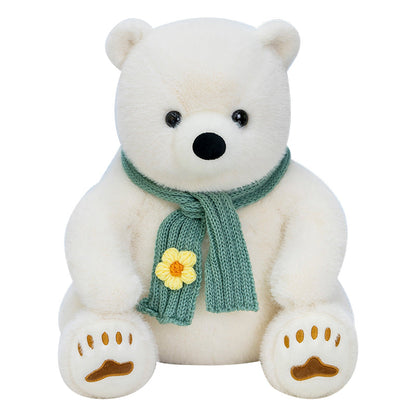 Polar bear wearing scarf