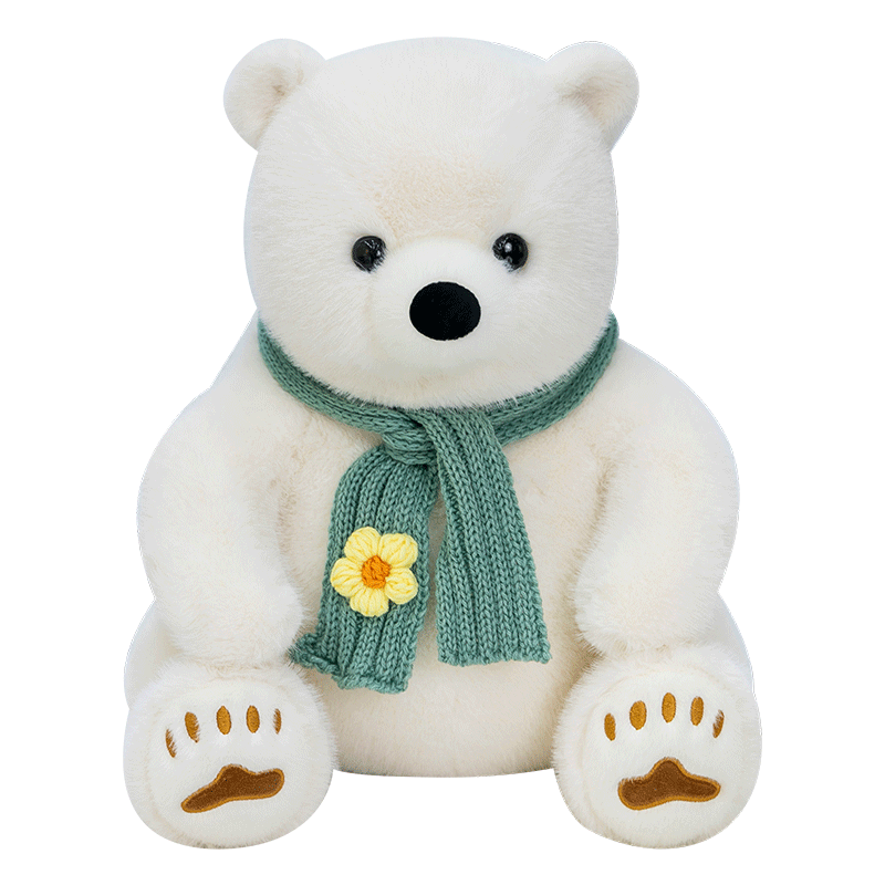 Polar bear wearing scarf
