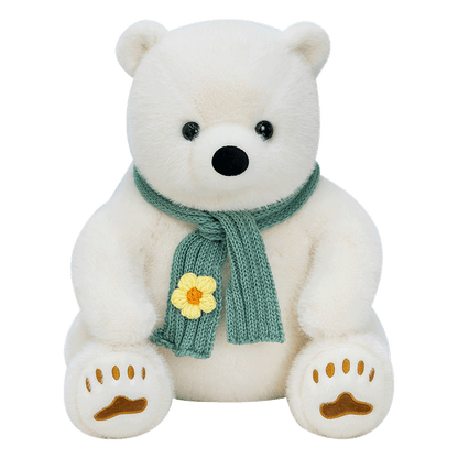 Polar bear wearing scarf