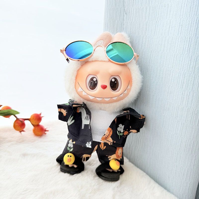 First/Second Generation Labubu Clothes Sitting Party Baby Clothes Beach Glasses Set