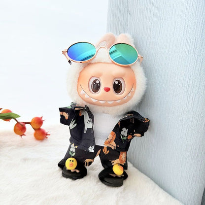 First/Second Generation Labubu Clothes Sitting Party Baby Clothes Beach Glasses Set