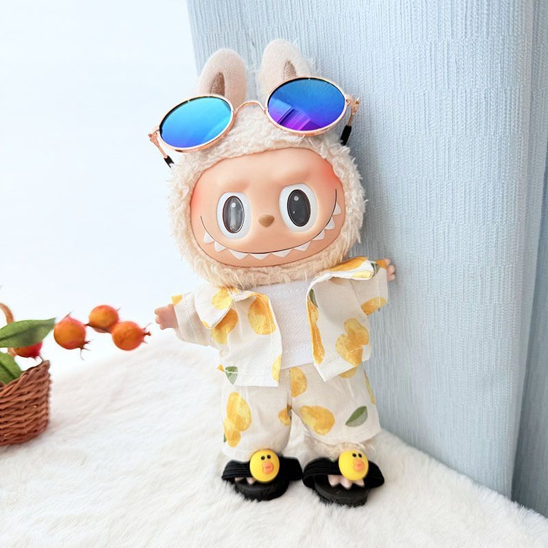First/Second Generation Labubu Clothes Sitting Party Baby Clothes Beach Glasses Set